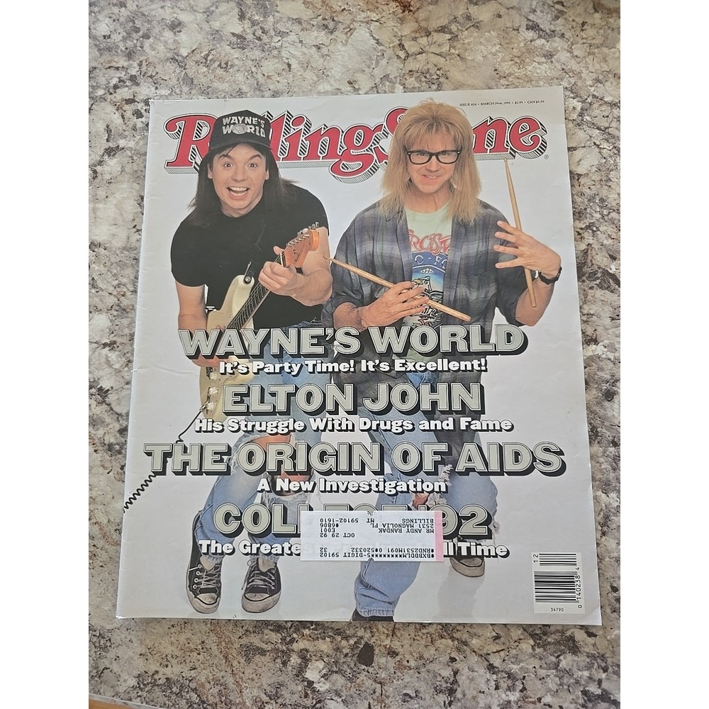1992 March 19 Rolling Stone Magazine Issue 626 Wayne's World Elton John